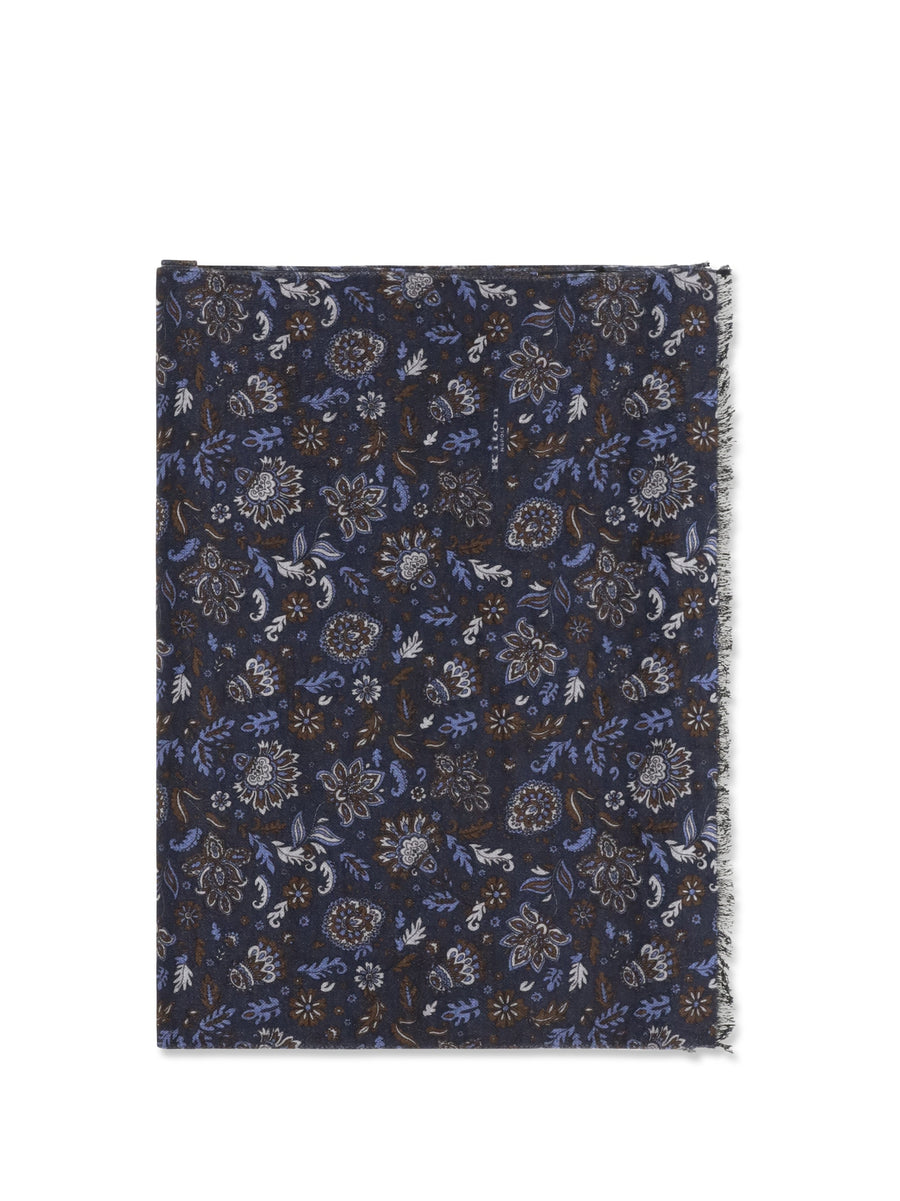 Kiton Paisley Silk Scarf — Navy Scarfs