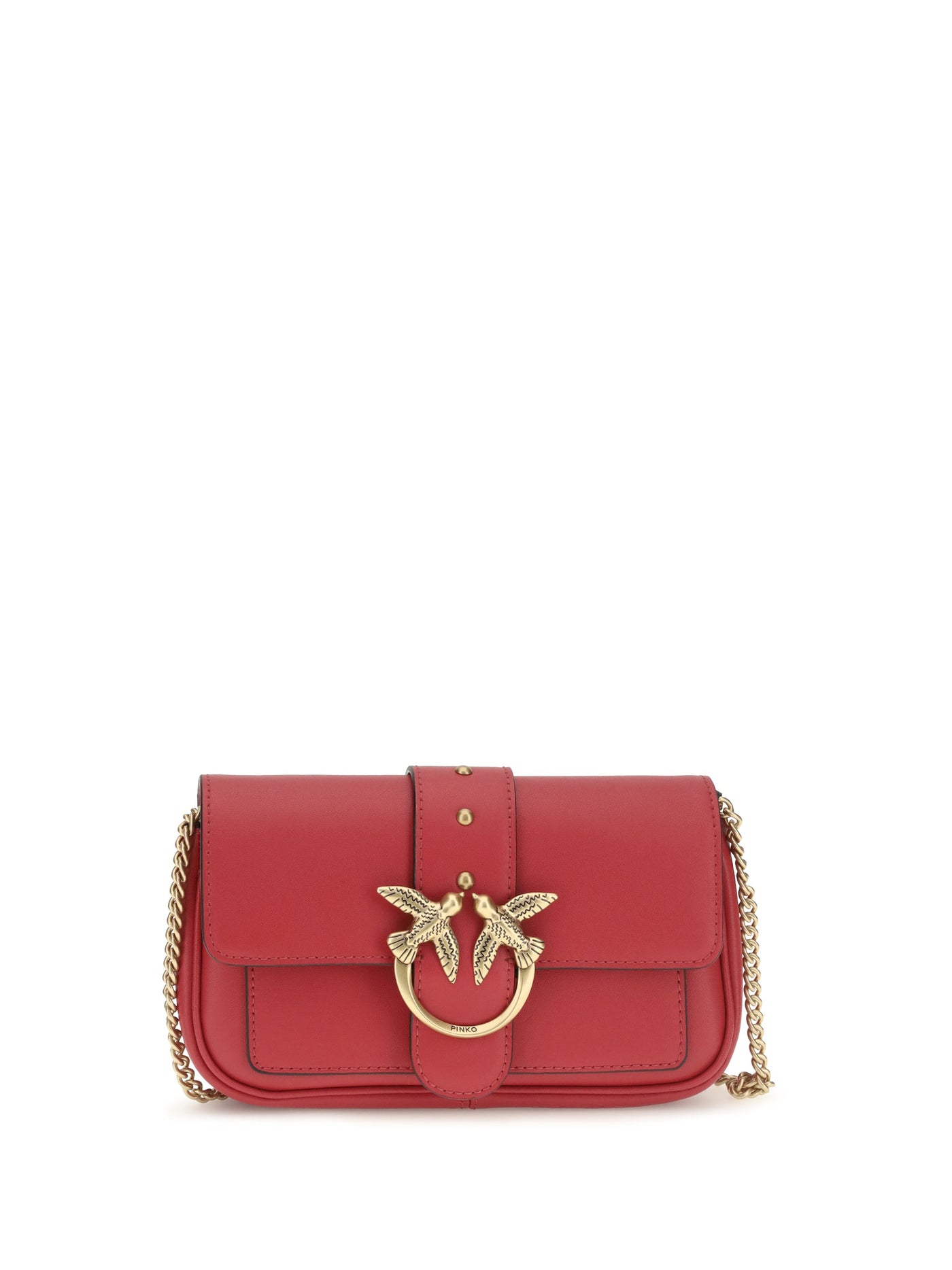 Pinko Love One Shoulder Bag — Red Calf Leather Bos Taurus
