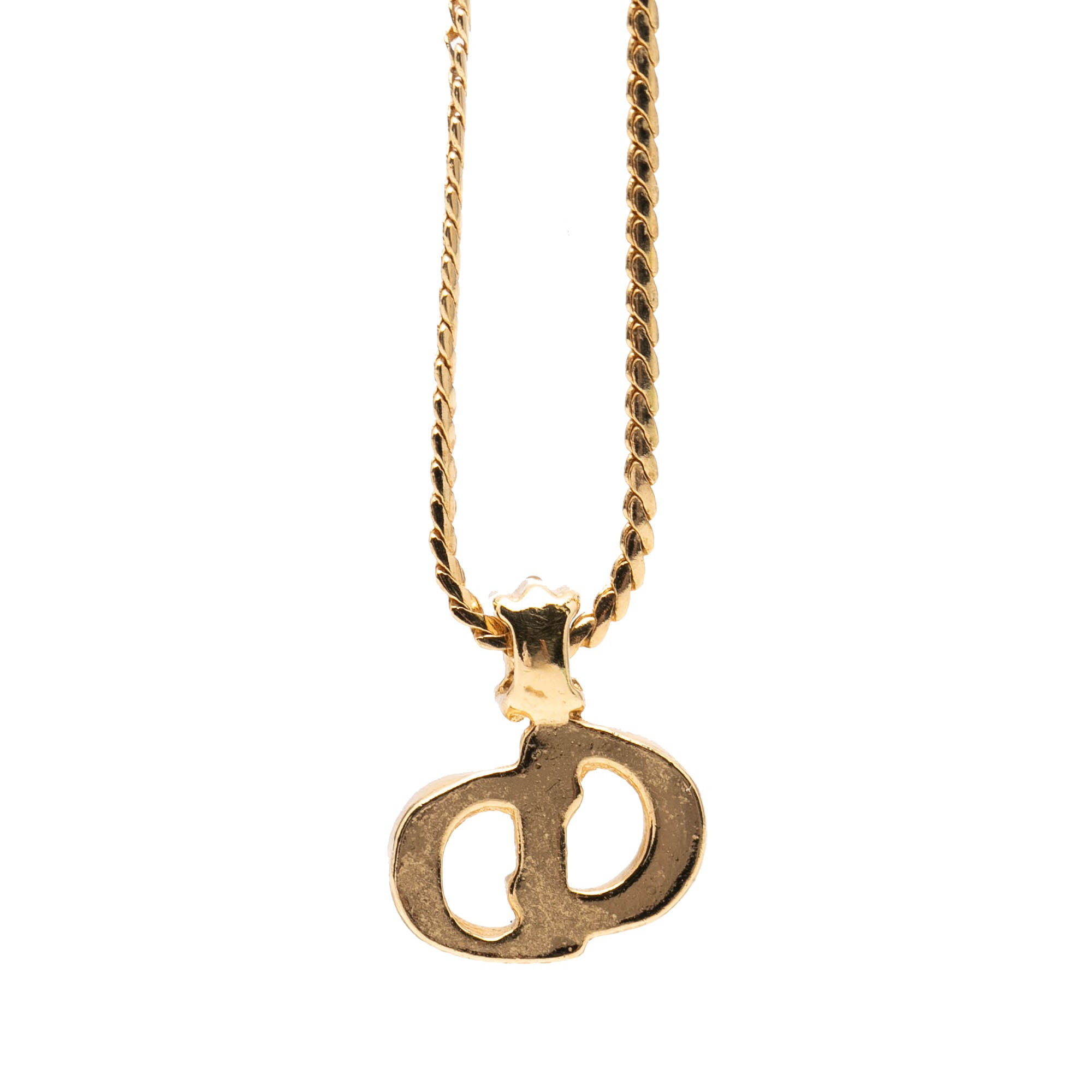 Gold Plated Strass CD Logo Pendant Necklace - Image 2