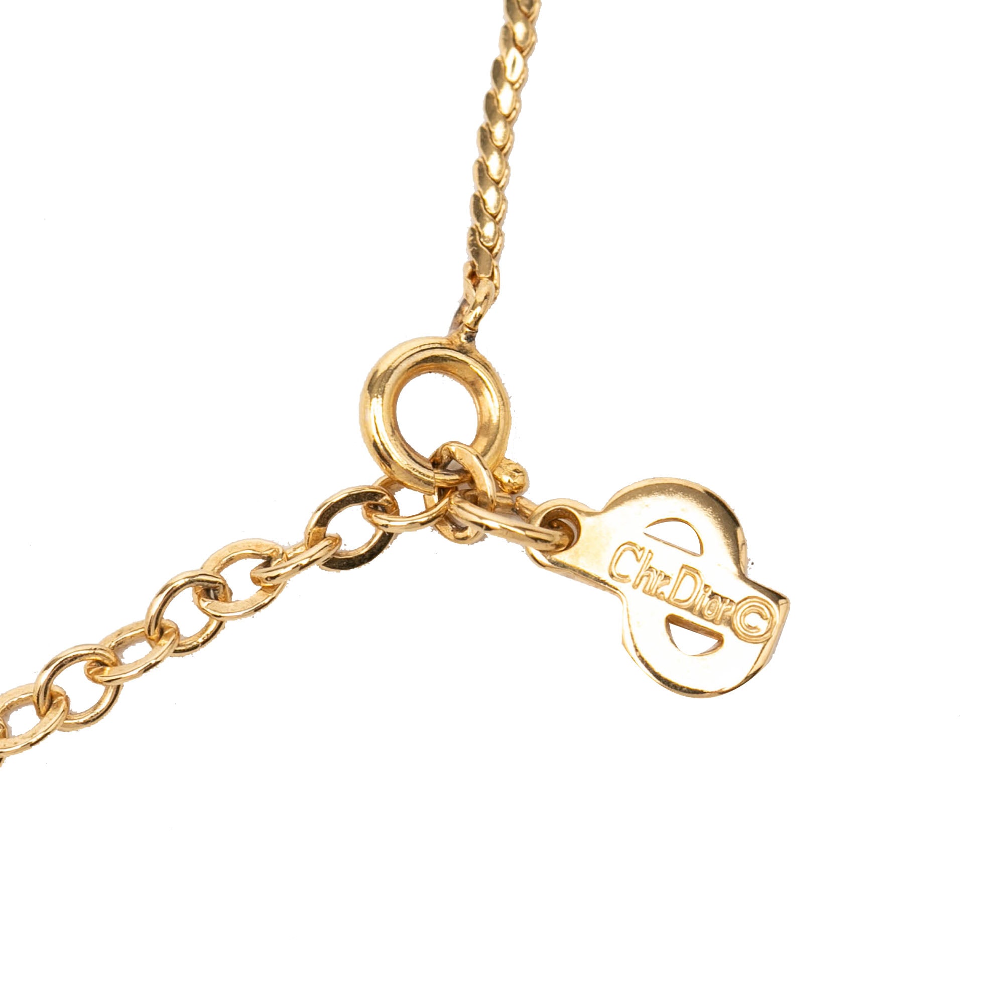 Gold Plated Strass CD Logo Pendant Necklace - Image 3