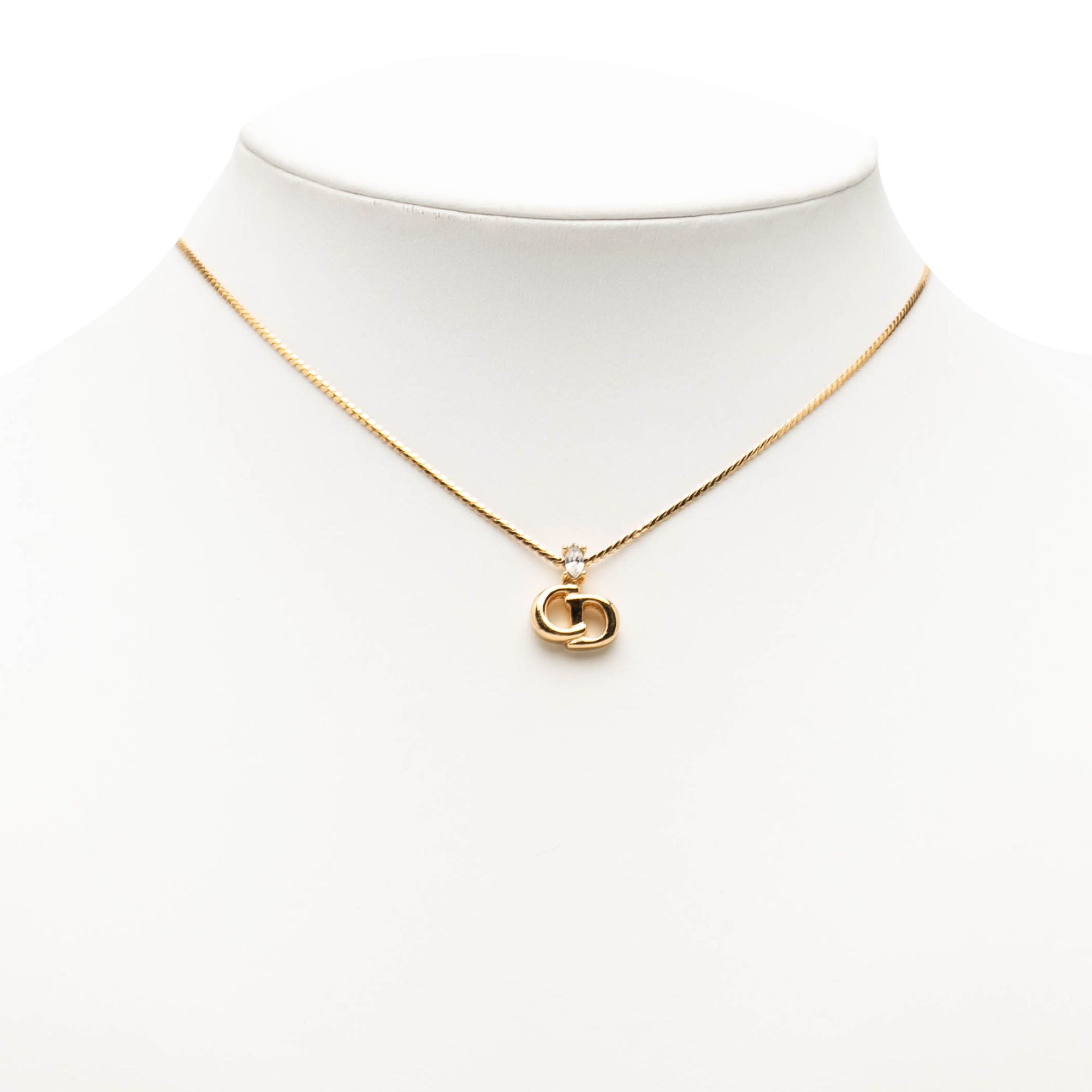 Gold Plated Strass CD Logo Pendant Necklace - Image 5