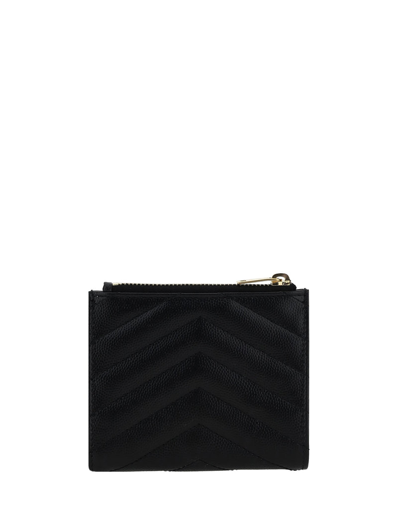 Saint Laurent Matelassé Leather Wallet — Black Calf Bos Taurus