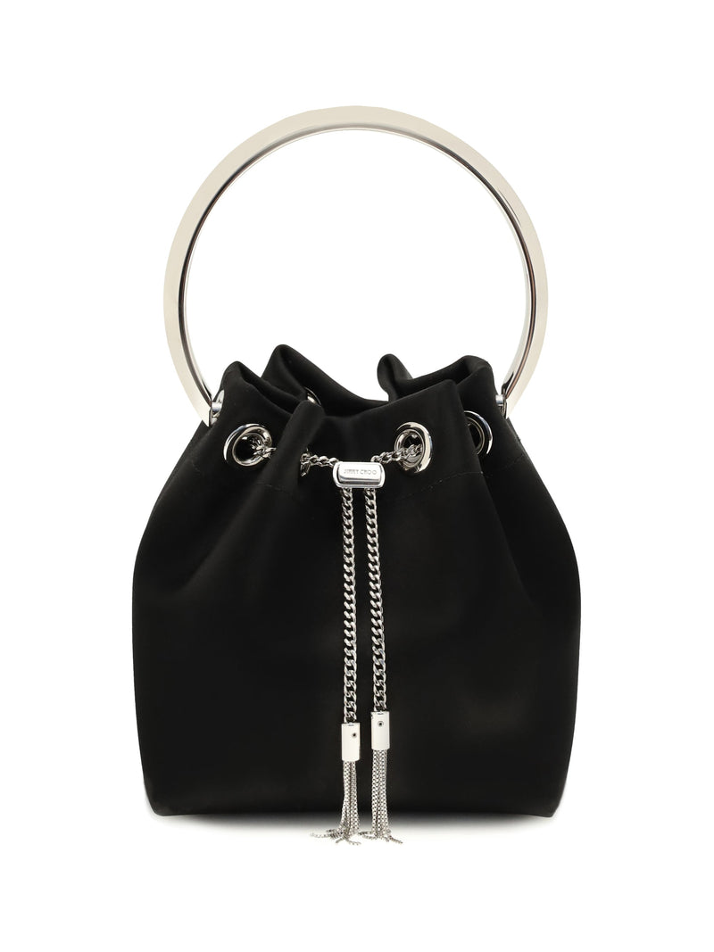 Jimmy Choo Silk Drawstring Bucket Bag — Black