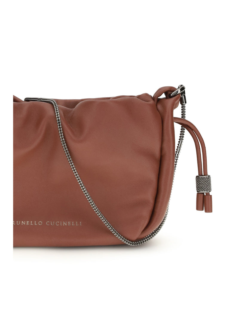 Brunello Cucinelli Shoulder Bag — Brown Calf Leather