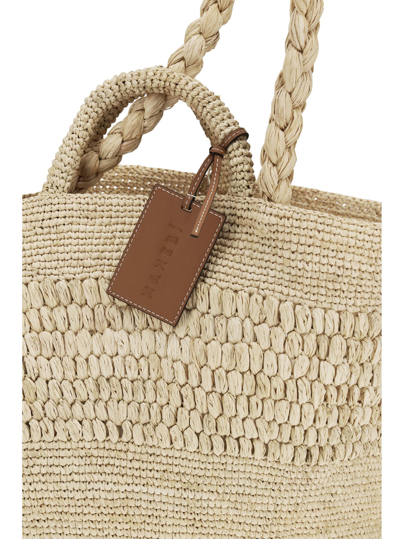 Manebi Fiji Tote Bag — Beige Raffia