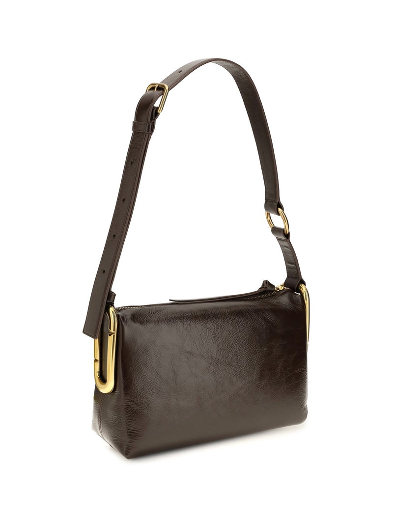 Marc Jacobs Crinkled Calf Leather Shoulder Bag — Brown Bos Taurus