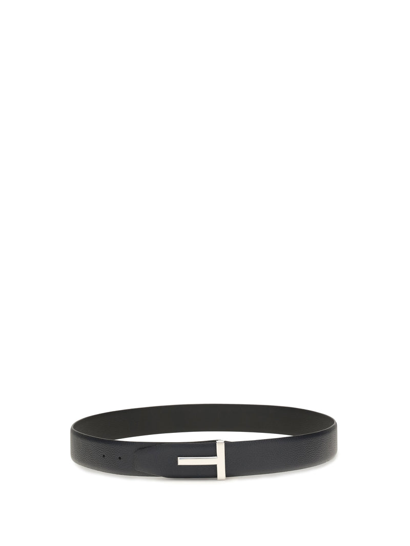 Tom Ford Reversible Calf Leather Belt — Black (bos Taurus)