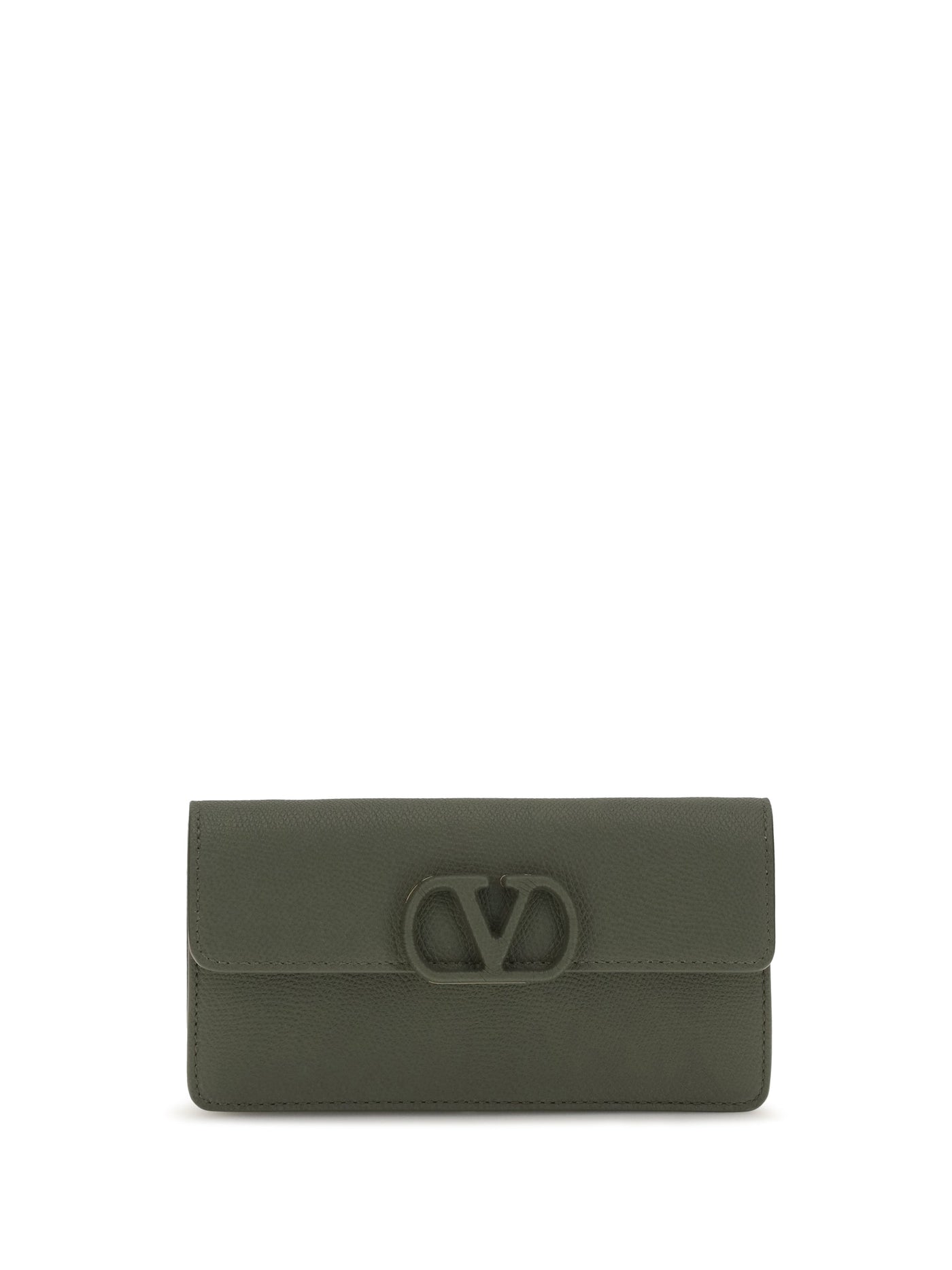 Valentino Garavani Vlogo Wallet — Green Calf Leather Bos Taurus