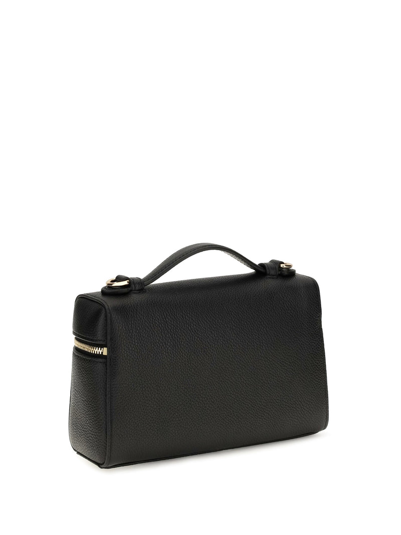 Tory Burch Pebbled Calf Leather Top Handle Bag — Black