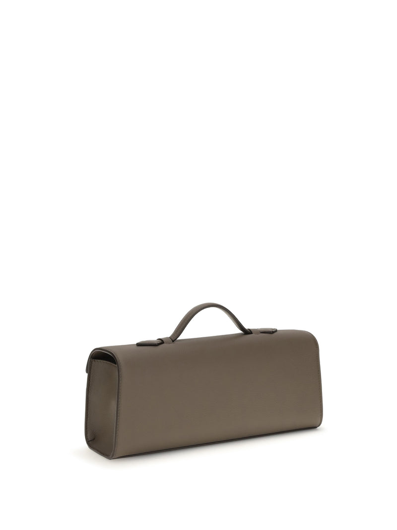 Savette Slim Symmetry Clutch — Gray Calf Leather