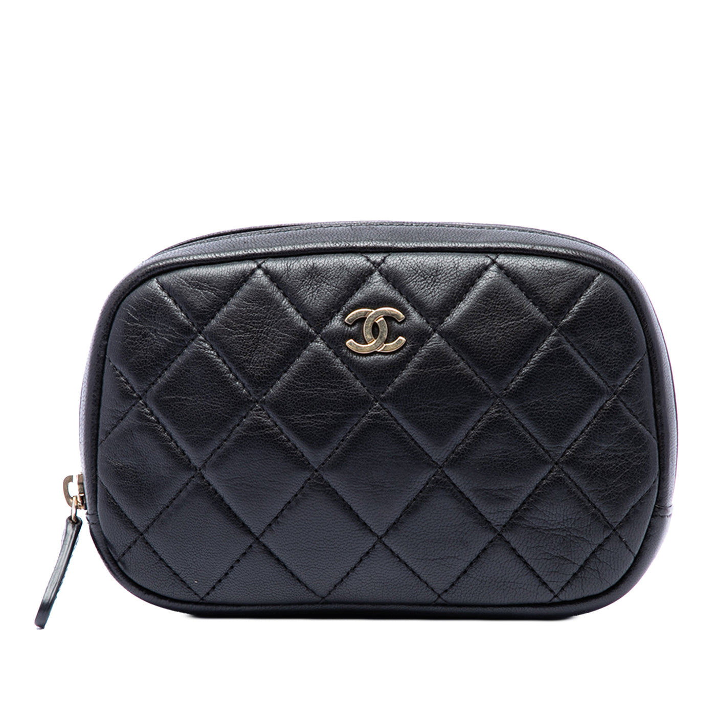 CC Quilted Lambskin Curvy Cosmetic Case Pouch - Image 1