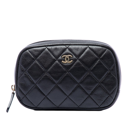 CC Quilted Lambskin Curvy Cosmetic Case Pouch - Image 1