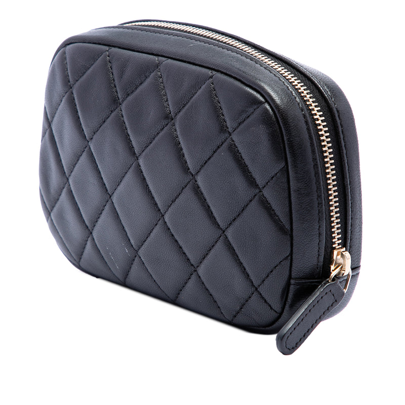 CC Quilted Lambskin Curvy Cosmetic Case Pouch - Image 2