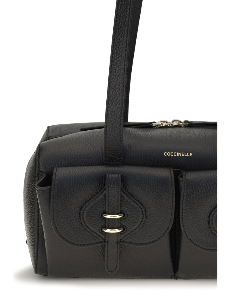 Coccinelle Mavery Shoulder Bag — Black Calf Leather