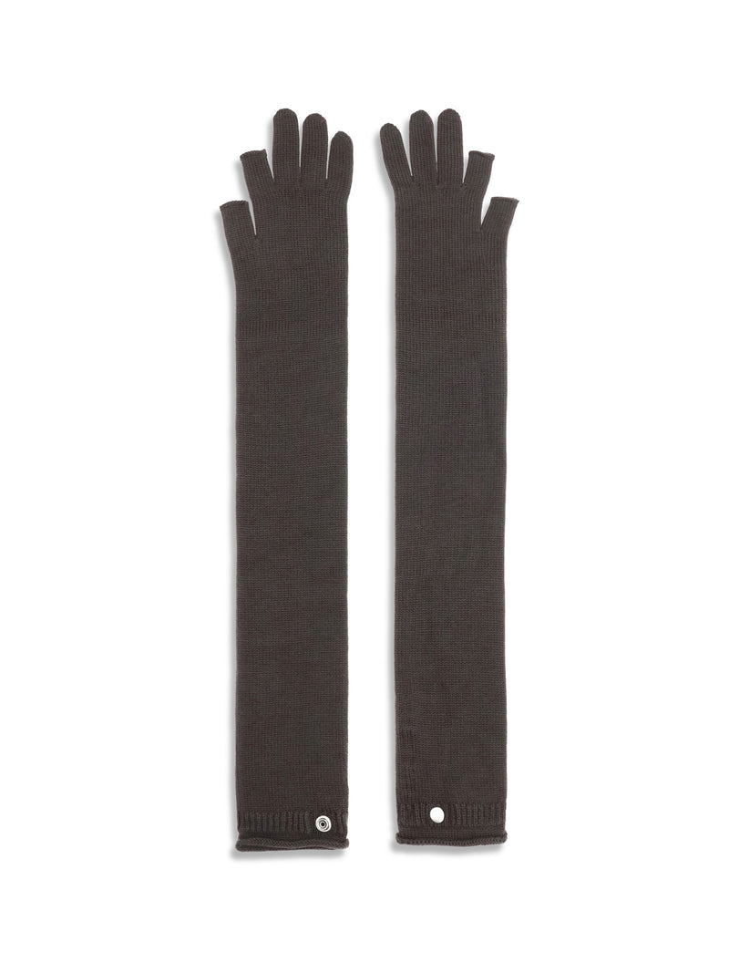 Rick Owens Knit Wool-Blend Gloves — Dark Grey