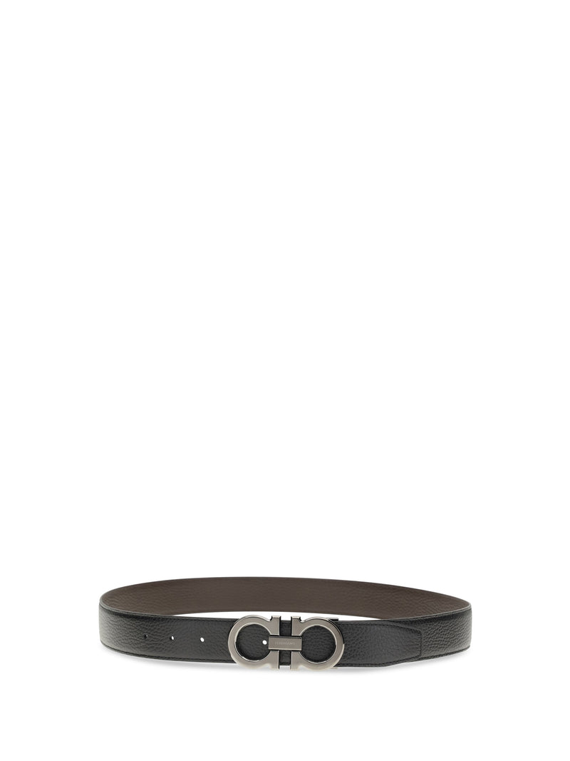 Ferragamo Grained Calfskin Belt — Black Calf Leather