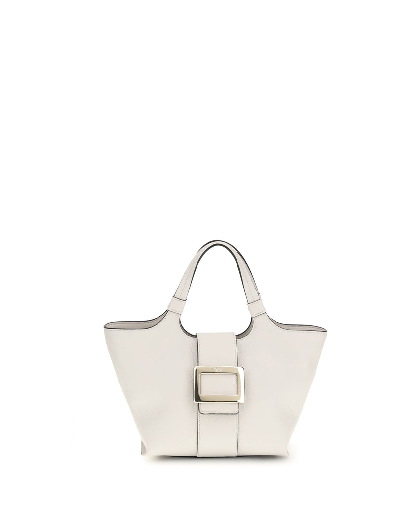 Roger Vivier Top Handle Bag — Beige Calf Leather