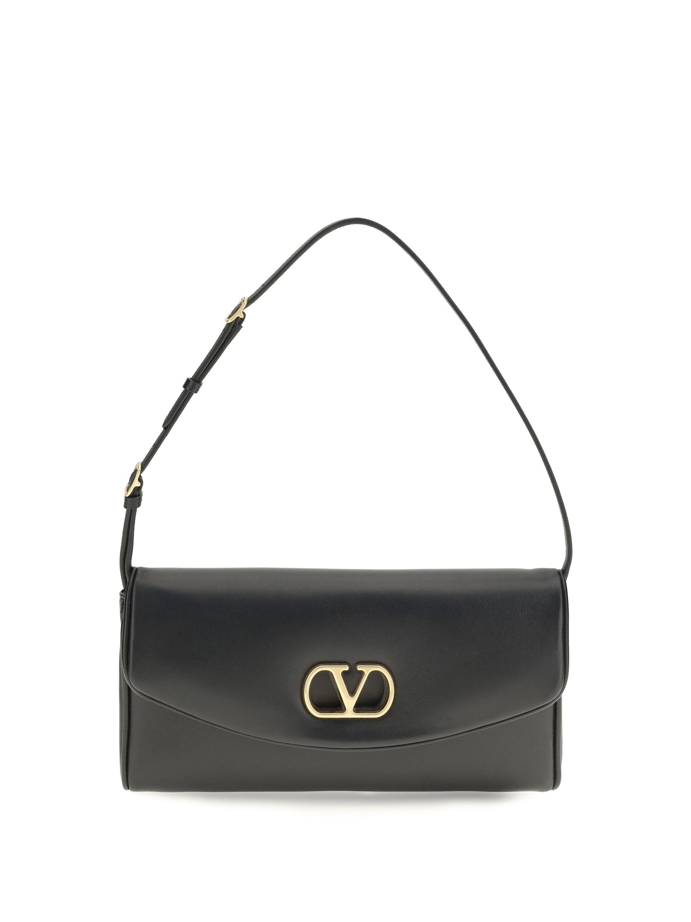 Valentino Garavani Devain Shoulder Bag — Black Calf Leather Bos Taurus