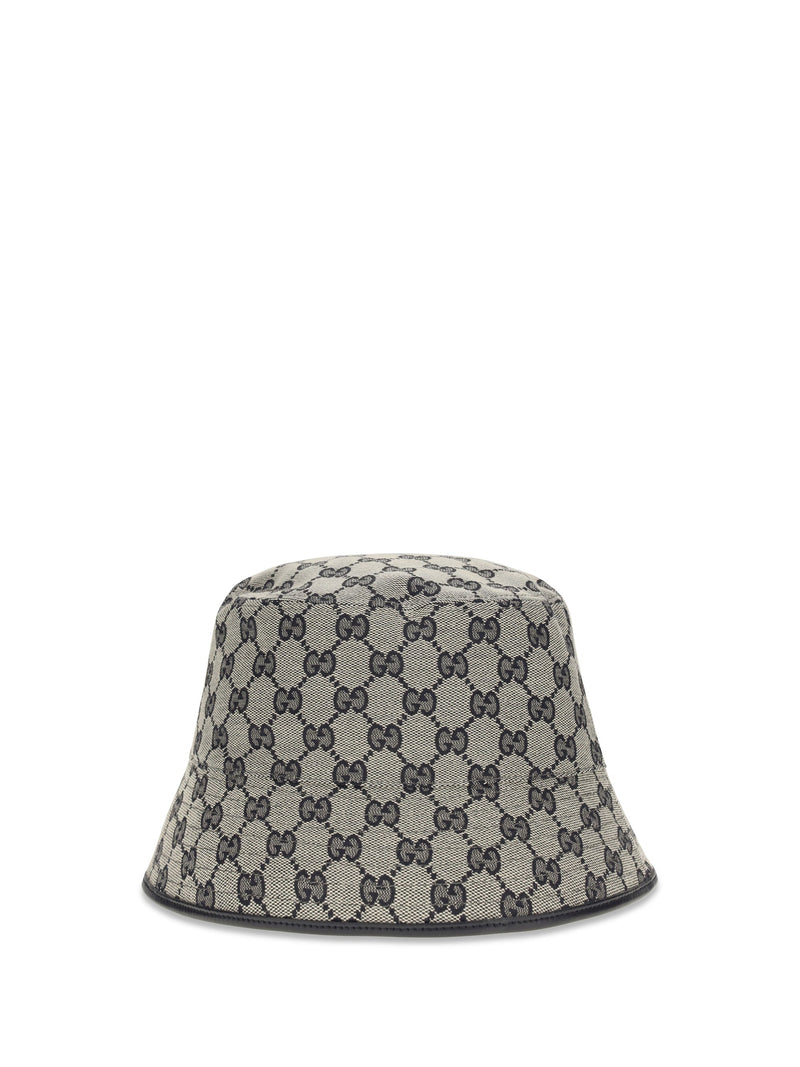 Gucci 8757403hbnh Gg Canvas Bucket Hat — Blue Polyester; Cotton; Polyamide