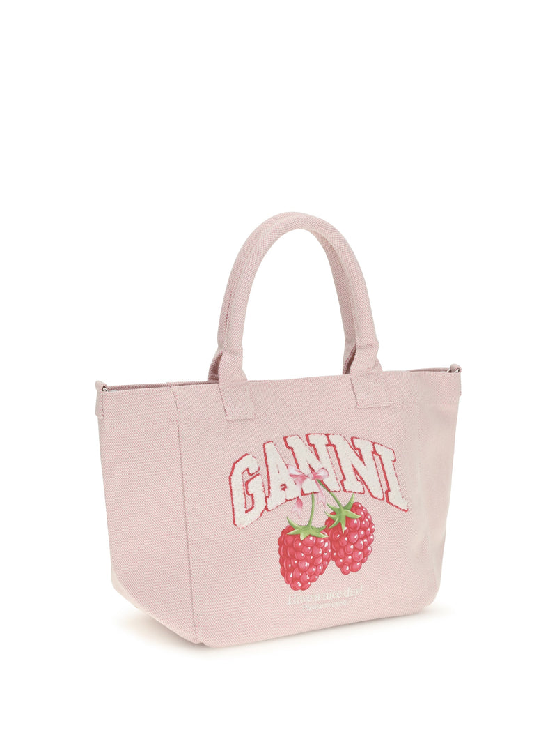 Ganni Easy Shopper Shoulder Bag — Beige Recycled Polyester