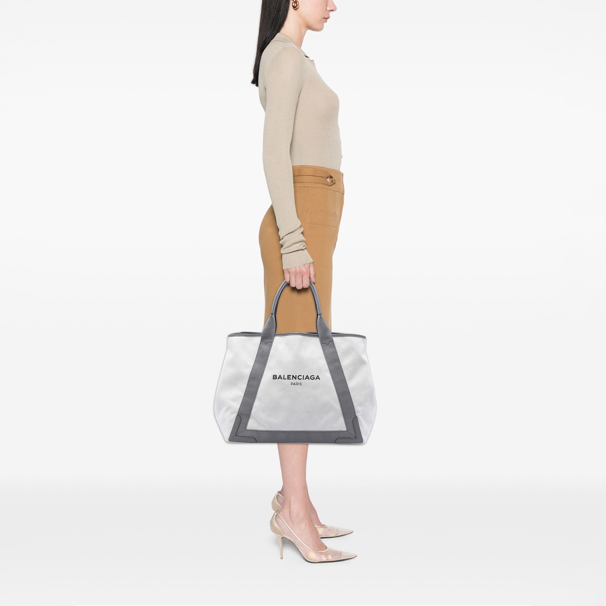 Canvas Navy Cabas Tote M - Image 6
