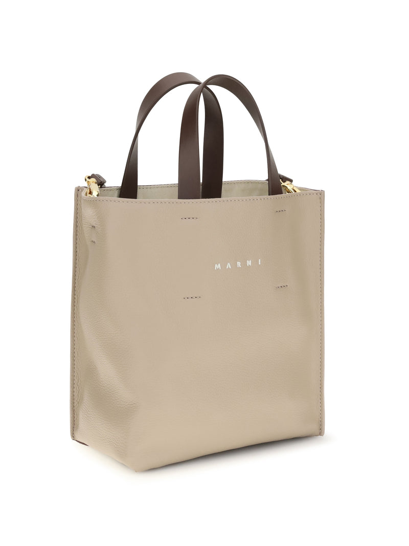 Marni Museo Mini Top Handle Bag — Beige Calf Leather