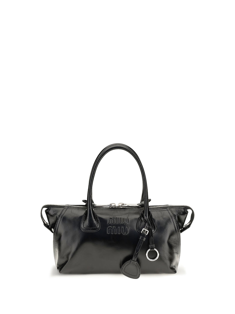 Miu Miu Structured Calf Leather Top Handle Bag — Black