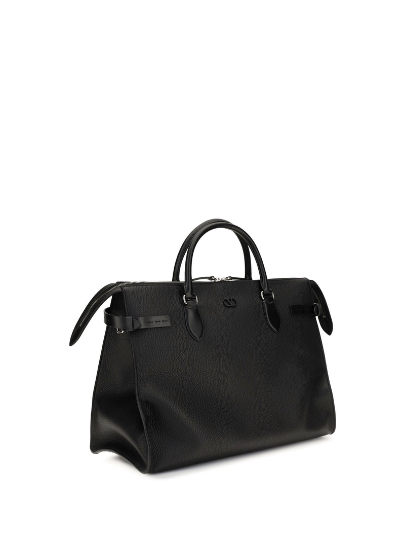 Valentino Garavani Antibes Top Handle Bag — Black Calf Leather