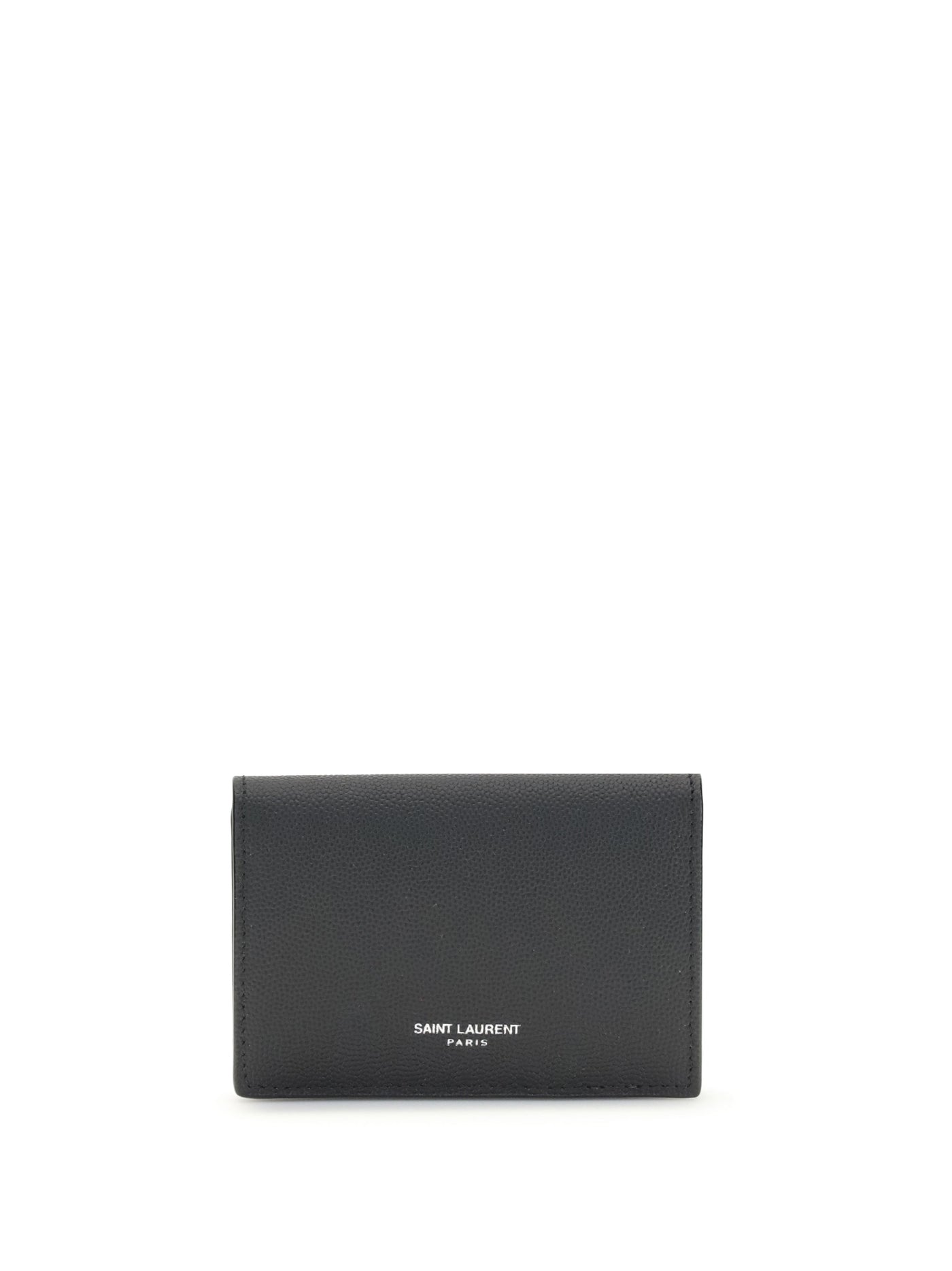 Saint Laurent Grain De Poudre Leather Card Case — Black Calf Bos Taurus Wallet