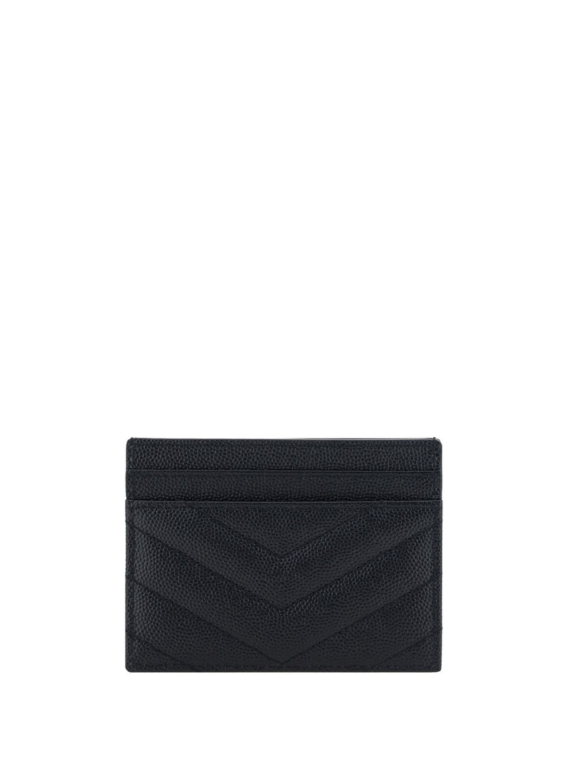 Saint Laurent Matelassé Calf Leather Card Case — Black Wallets & Purses