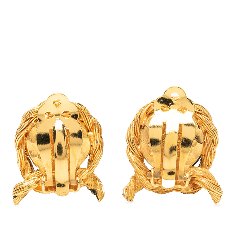Gold Plated Faux Pearls Clip On Earrings - Image 2