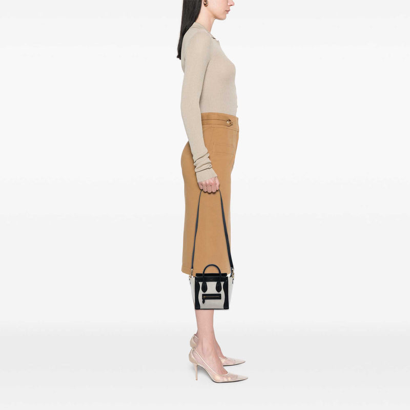 Nano Bicolor Canvas and Leather Luggage Tote - Image 6