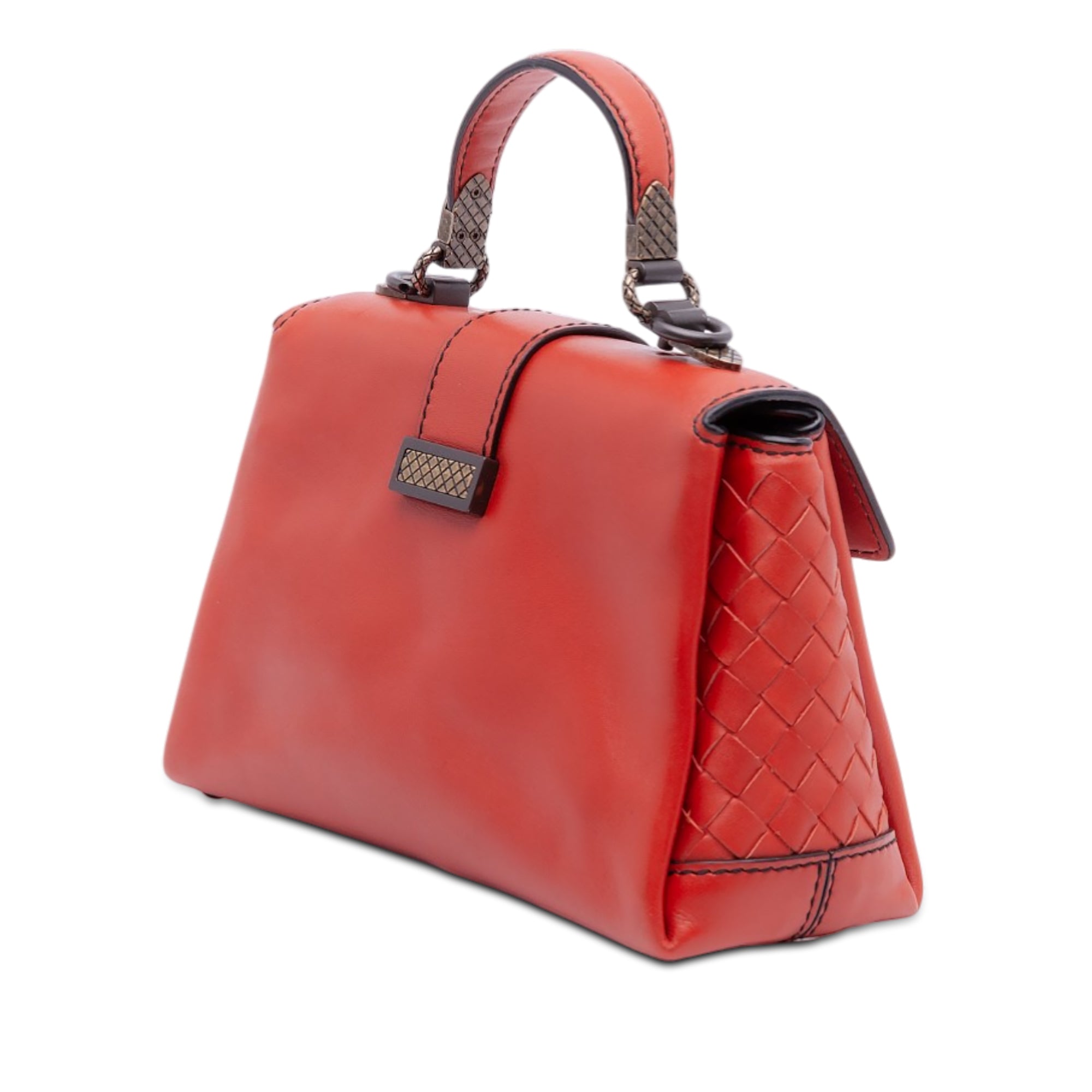 Mini Intrecciato Trimmed Nappa Piazza Top Handle Satchel - Image 2