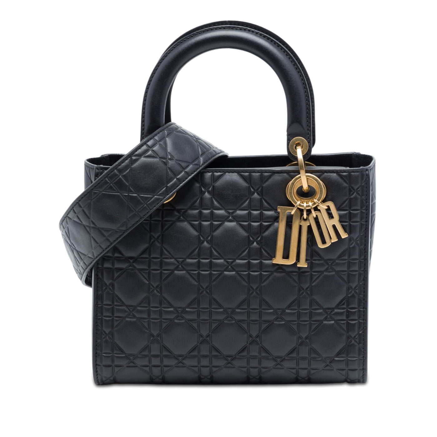 Medium Ultra Matte Calfskin Cannage Embossed Lady Dior - Image 1