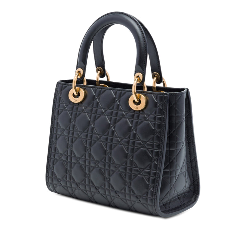 Medium Ultra Matte Calfskin Cannage Embossed Lady Dior - Image 2