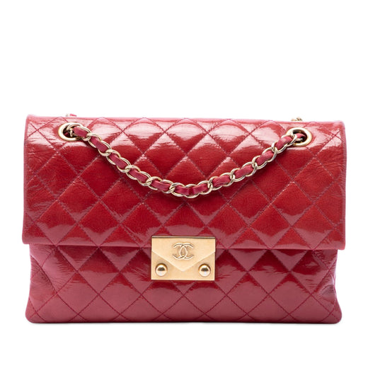 Quilted Patent Goatskin Pagoda Accordion Flap - Image 1