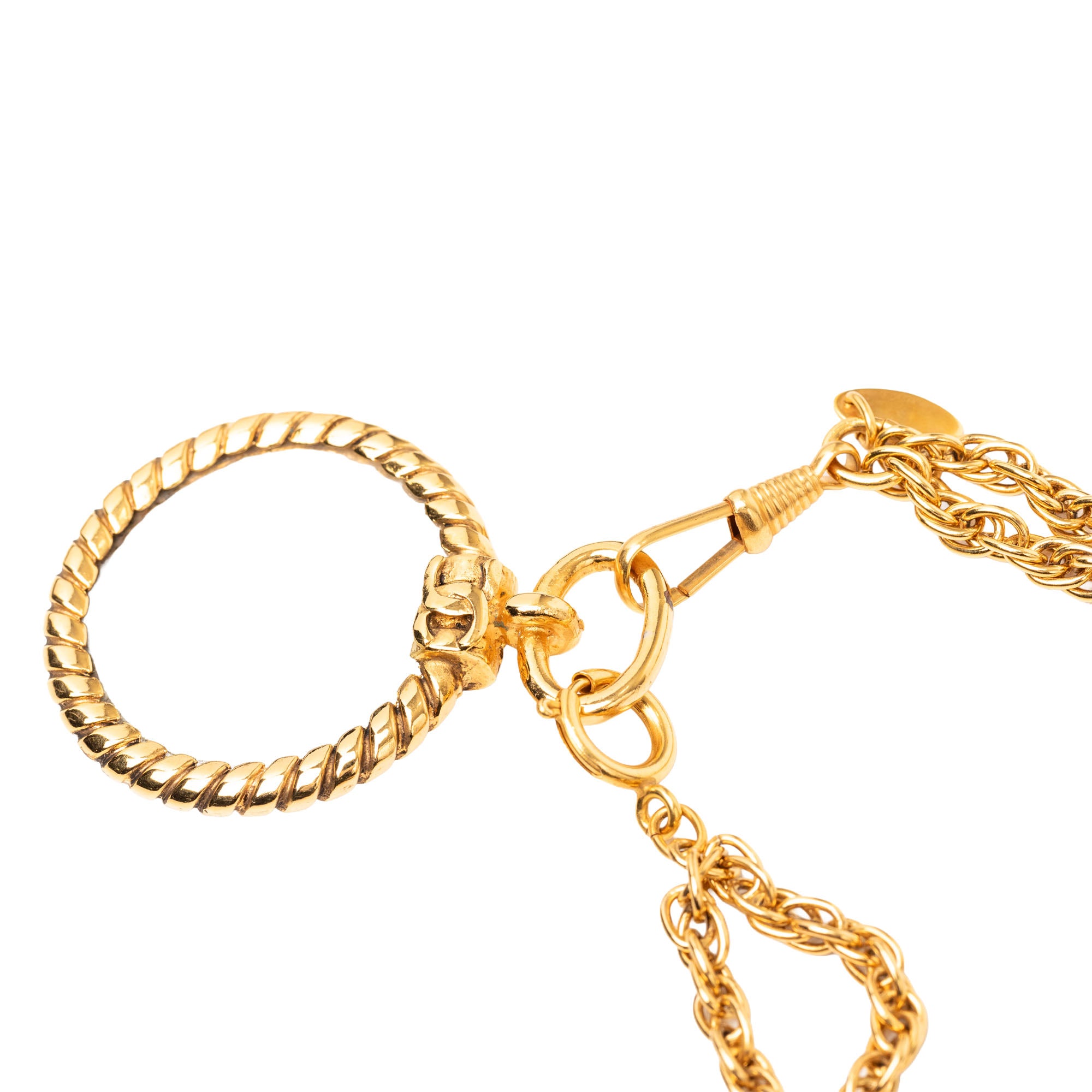 CC Gold Plated Double Chain Loupe Magnifying Glass Pendant Necklace - Image 3