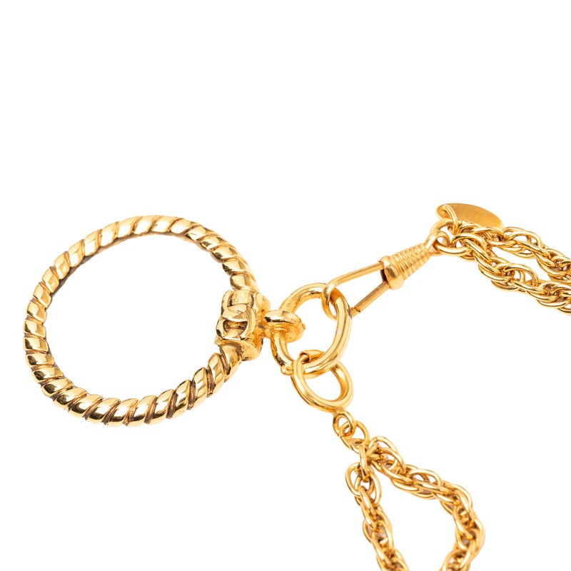 CC Gold Plated Double Chain Loupe Magnifying Glass Pendant Necklace - Image 3