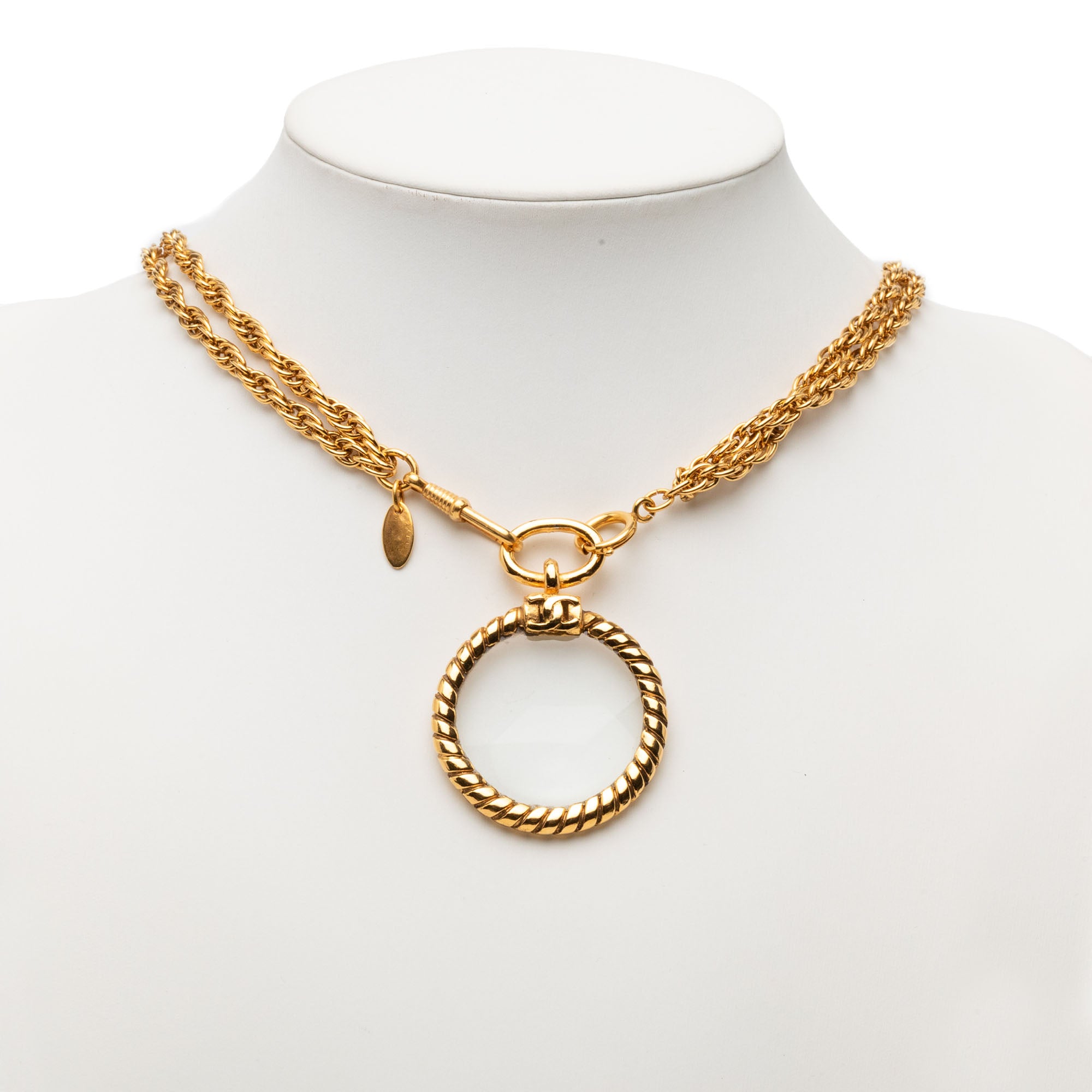 CC Gold Plated Double Chain Loupe Magnifying Glass Pendant Necklace - Image 5