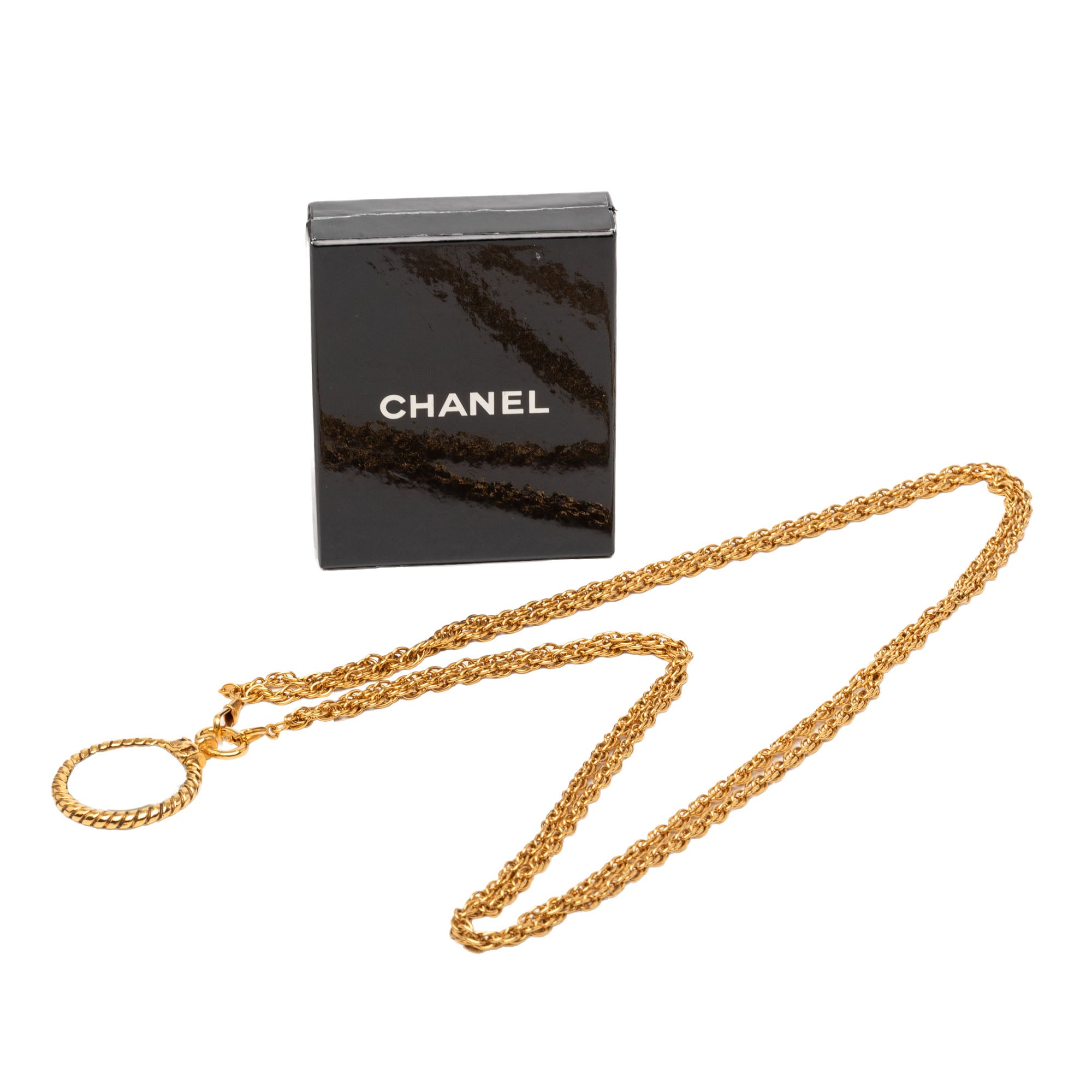 CC Gold Plated Double Chain Loupe Magnifying Glass Pendant Necklace - Image 6