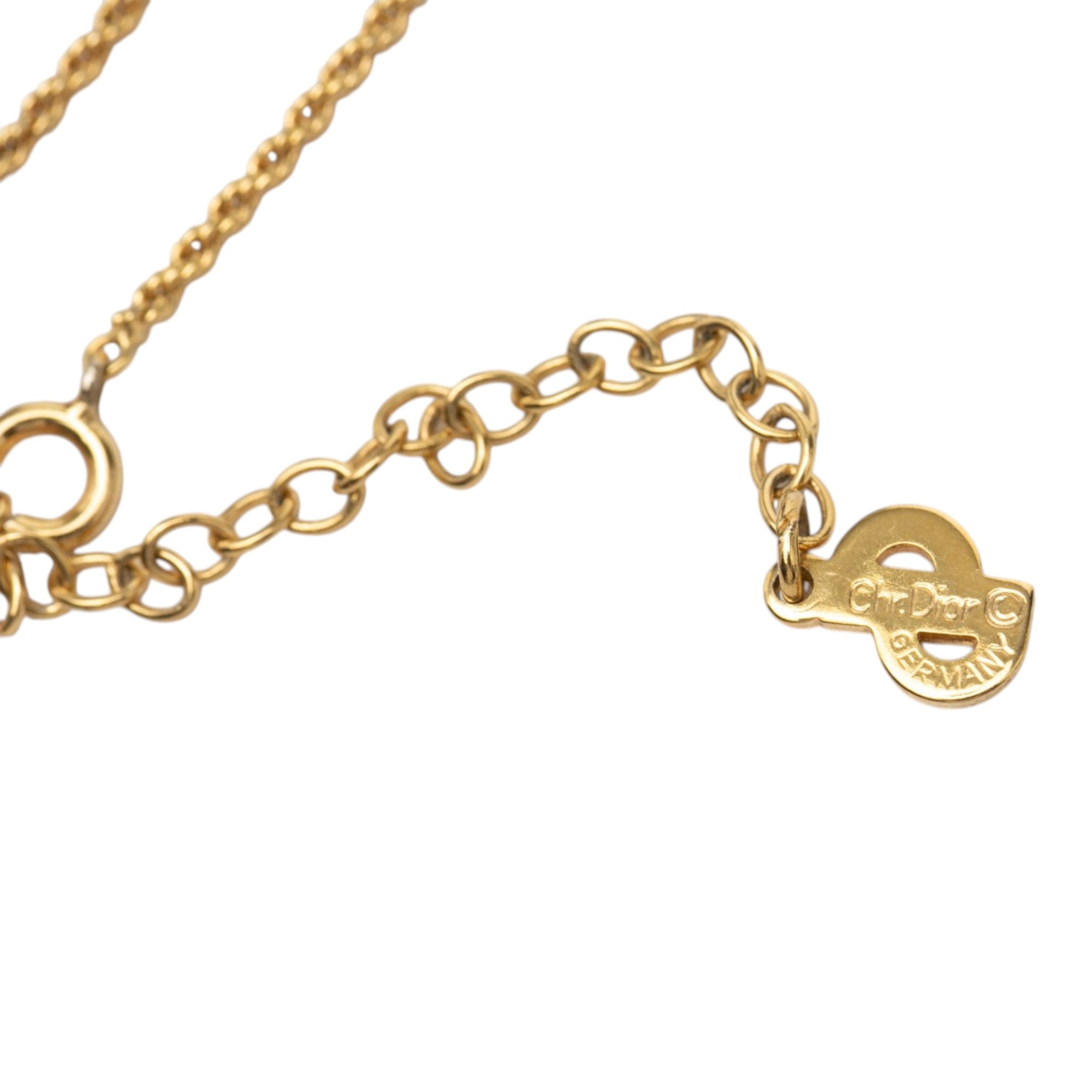 Gold Plated Strass CD Logo Oval Pendant Necklace - Image 4