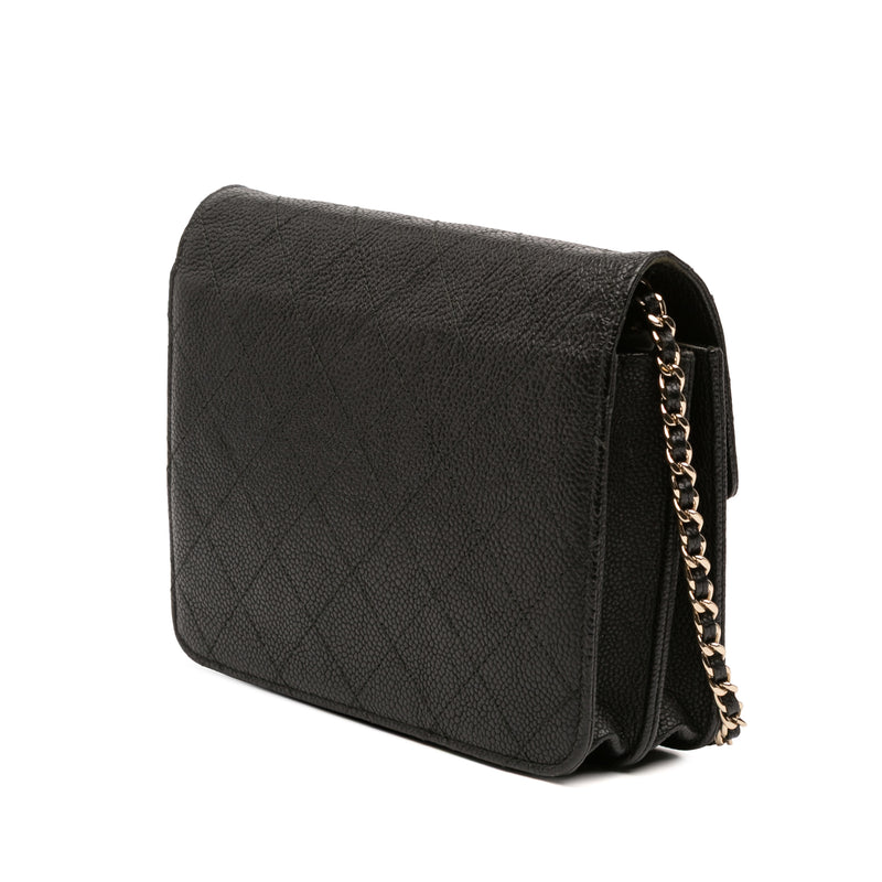 Paris Cuba Square Quilted Caviar Thread Around Wallet On Chain - Image 2