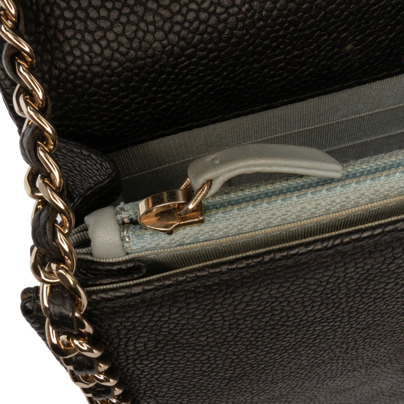Paris Cuba Square Quilted Caviar Thread Around Wallet On Chain - Image 7