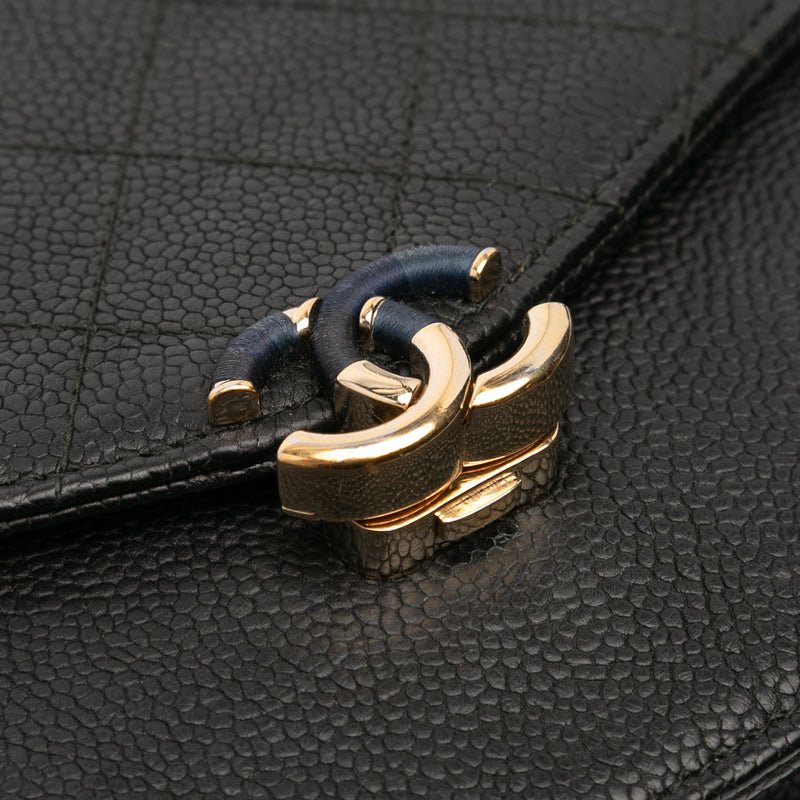 Paris Cuba Square Quilted Caviar Thread Around Wallet On Chain - Image 8