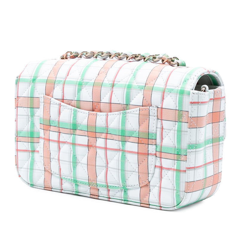 Mini Rectangular Classic Plaid Printed Calfskin Single Flap - Image 2