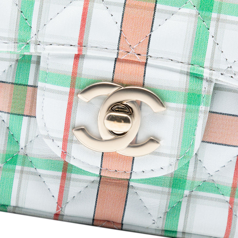 Mini Rectangular Classic Plaid Printed Calfskin Single Flap - Image 5