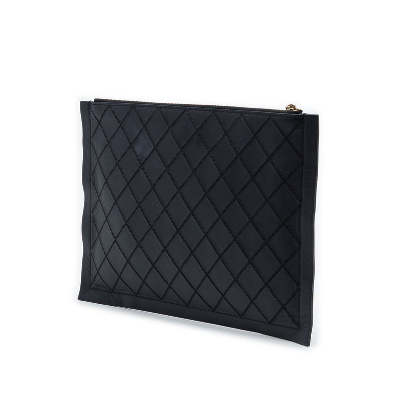 Large Quilted Stitched Calfskin Zip Pouch - Image 2