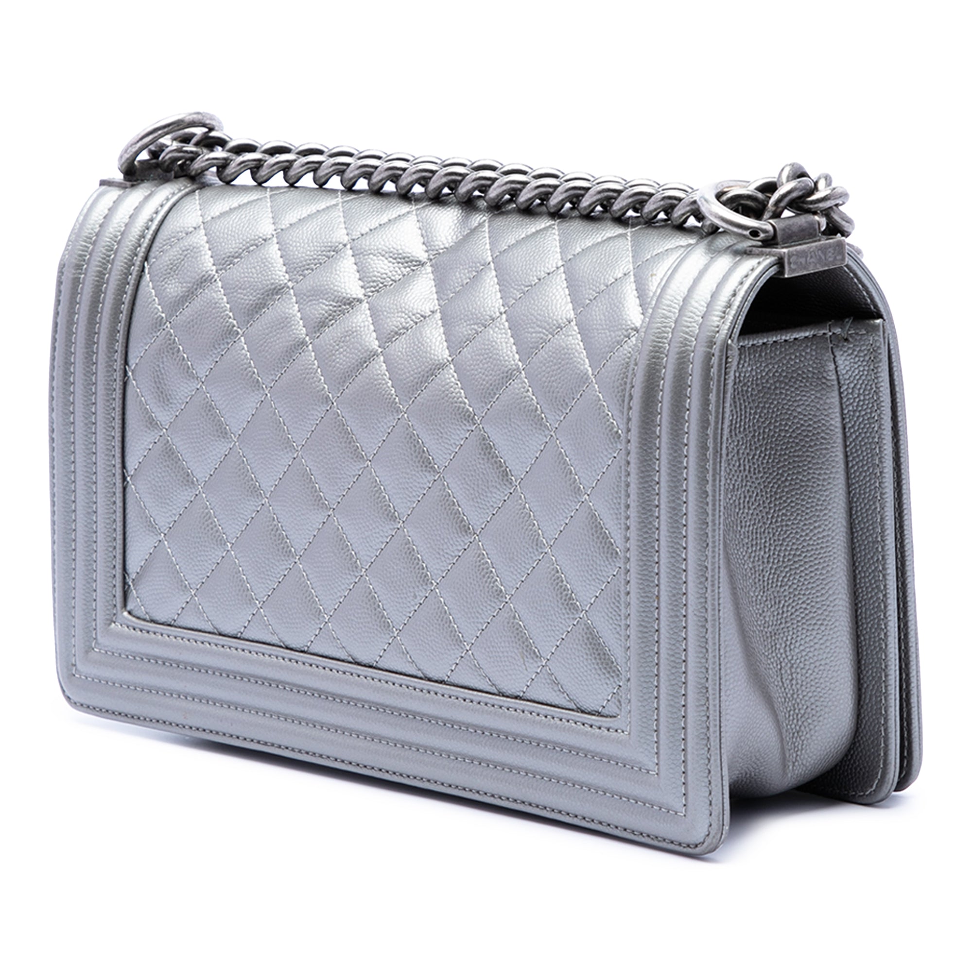 Old Medium Quilted Metallic Caviar Boy Flap - Image 2