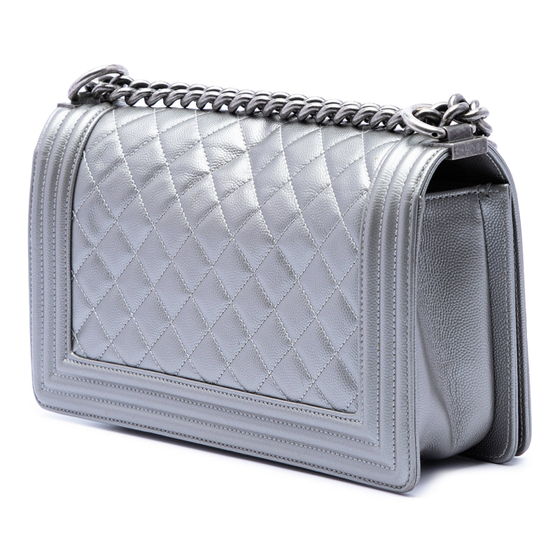 Old Medium Quilted Metallic Caviar Boy Flap - Image 2