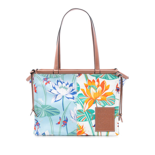Paulas Ibiza Small Canvas Waterlily Print Cushion Tote - Image 1